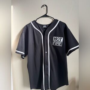 Hot Fire Black Baseball Jersey Orwell 84 Streetwear Size M